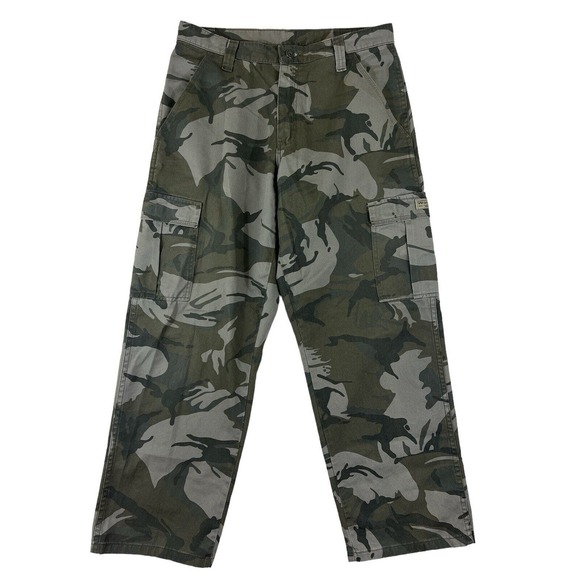 Wrangler Comfort Men‎ Gray Camo Straight Leg Cargo Pants Sz 32x30 - Picture 1 of 5